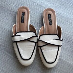 Pleather slip on mule loafers